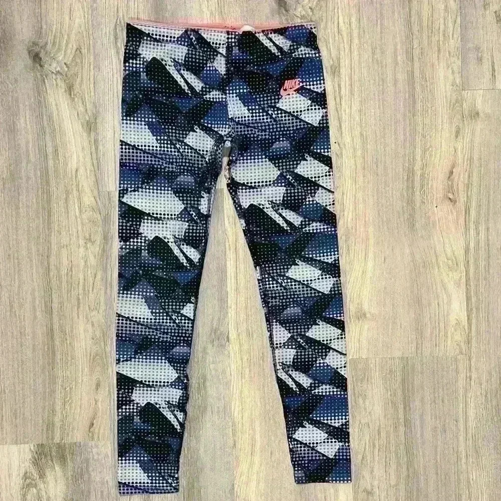 Nike Girl's Blue Printed Athletic Running Leggings Activewear Pants Size XL